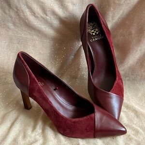 Brand New Vince Camuto Genuine Suede & Leather Heels Maroon Pumps Fall
